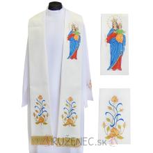 Stole white ecru - with embroidery - Mary with child