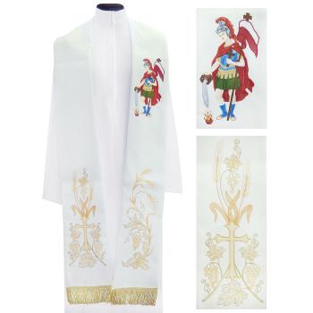 Štola bílá s výšivkou - Svatý Florian