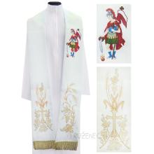 Stole white ecru - with embroidery - St. Florian
