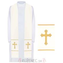 Stole white ecru  with embroidery - cross