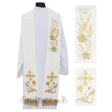 tole white ecru with embroidery - The Eucharist - cross