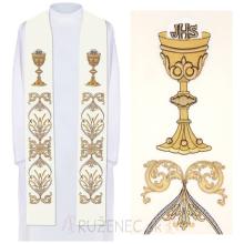 Stole white ecru with embroidery - The Eucharist