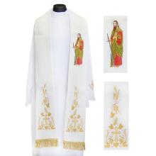 Stola  weiss ecru mit Stickerei - Hl. Paul