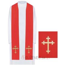 Stole red with embroidery - cross 2