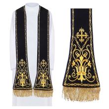 Stole black with embroidery - A