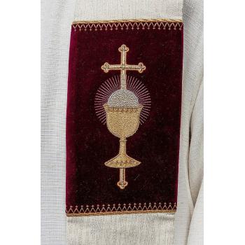 Štóla biela s výšivkou - Eucharistia + PX