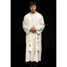 Štola bílá s výšivkou - ryby + chléb