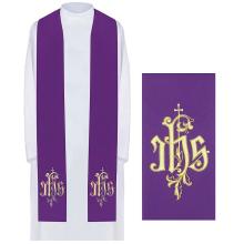 Stole violet with embroidery - IHS