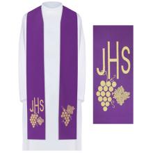 Stole violet with embroidery - grape