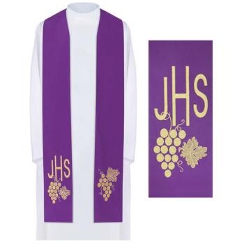 Štóla fialová s výšivkou - hrozno