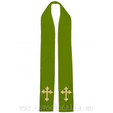 Štóla zelená s výšivkou - kríž 2