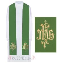 Stole green with embroidery - IHS +