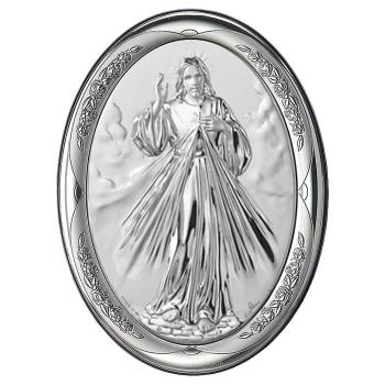 Ezüstözött plakett 13x18cm - Irgalmas Jézus