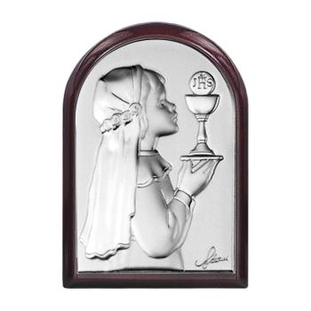 Ezüstözött plakett  5x7cm - Elsőáldozó kislány