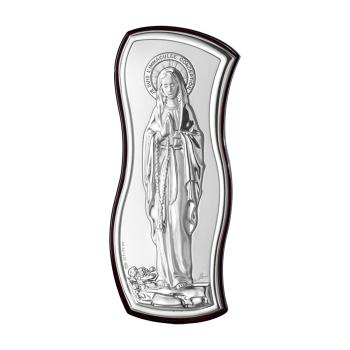 Postříbřená plaketa  6x13cm - Matka Boží Lourdes
