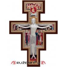 Ezüstözött plakett 25cm - San Damiano kereszt