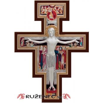 Ezüstözött plakett 25cm - San Damiano kereszt