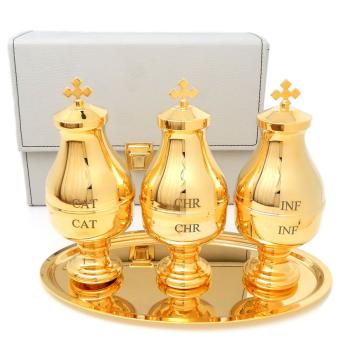 Holy oil case with 3 stocks, with tray and case