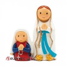 Heilige Bernadette mit der Jungfrau Maria Heiligenfigur - 8cm