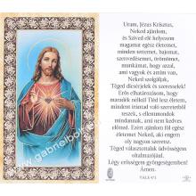 Holy card, with prayer - Hungarian language