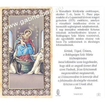 Aranyozott imakép - szentkép - Rózsafüzér Királynője
