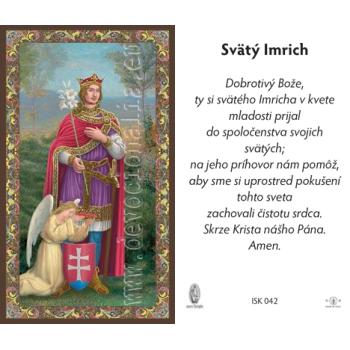 Aranyozott imakép - Szent Imre - 6.5x10.5cm - SK