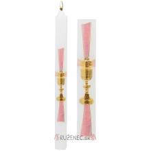 The first communion candles - extra - pink cross
