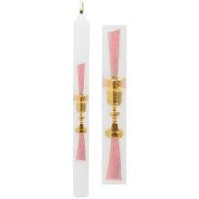 Kerze für Erste Kommunion - extra - pinkes Kreuz