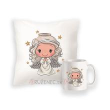 Pillow + mug with angel - girl