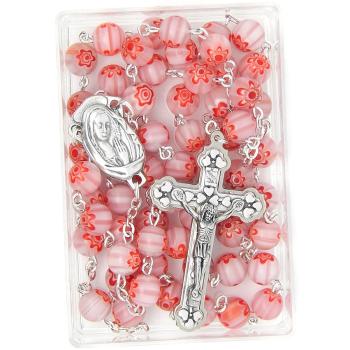 Veľký ruženec - Millefiori 8mm - ružový