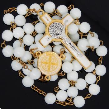 Veľký ruženec - 8mm biele guličky