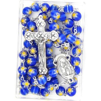 Veľký ruženec - Millefiori 8mm - modrý