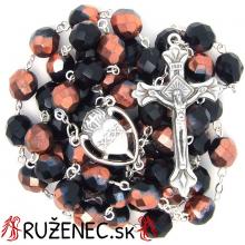 Veľký ruženec - 8mm čierne ohňovky bronzové