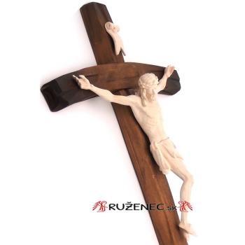 Woodcarving - crucifix with carved corpus - 39x20cm