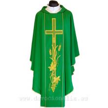 Chasuble green - embroidery cross + ears