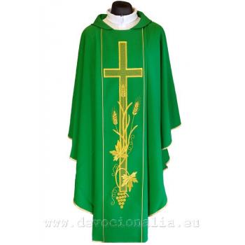 Zelený ornát - Výšivka kříž + klasy