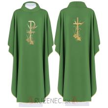 Chasuble green - embroidery cross + ears + wine