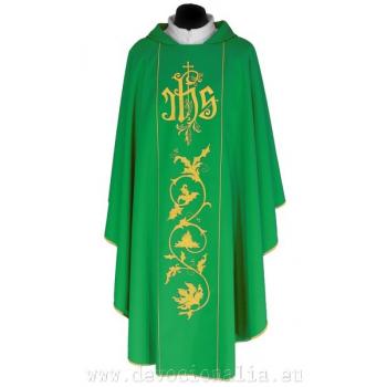 Zöld hímzett miseruha IHS + mintával