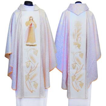 Zlatý ornát - výšivka kříž - Ježíš milosrdný